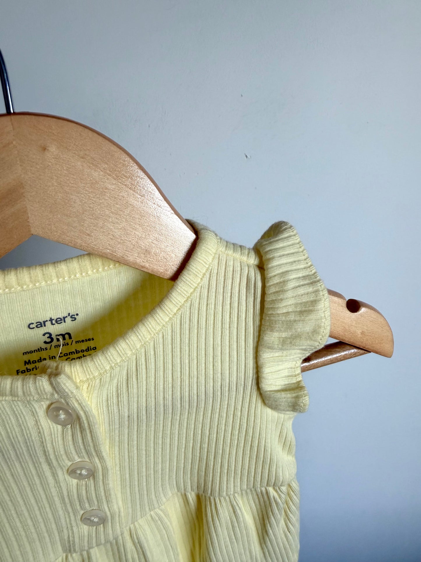 Yellow Ribbed Romper / 3m