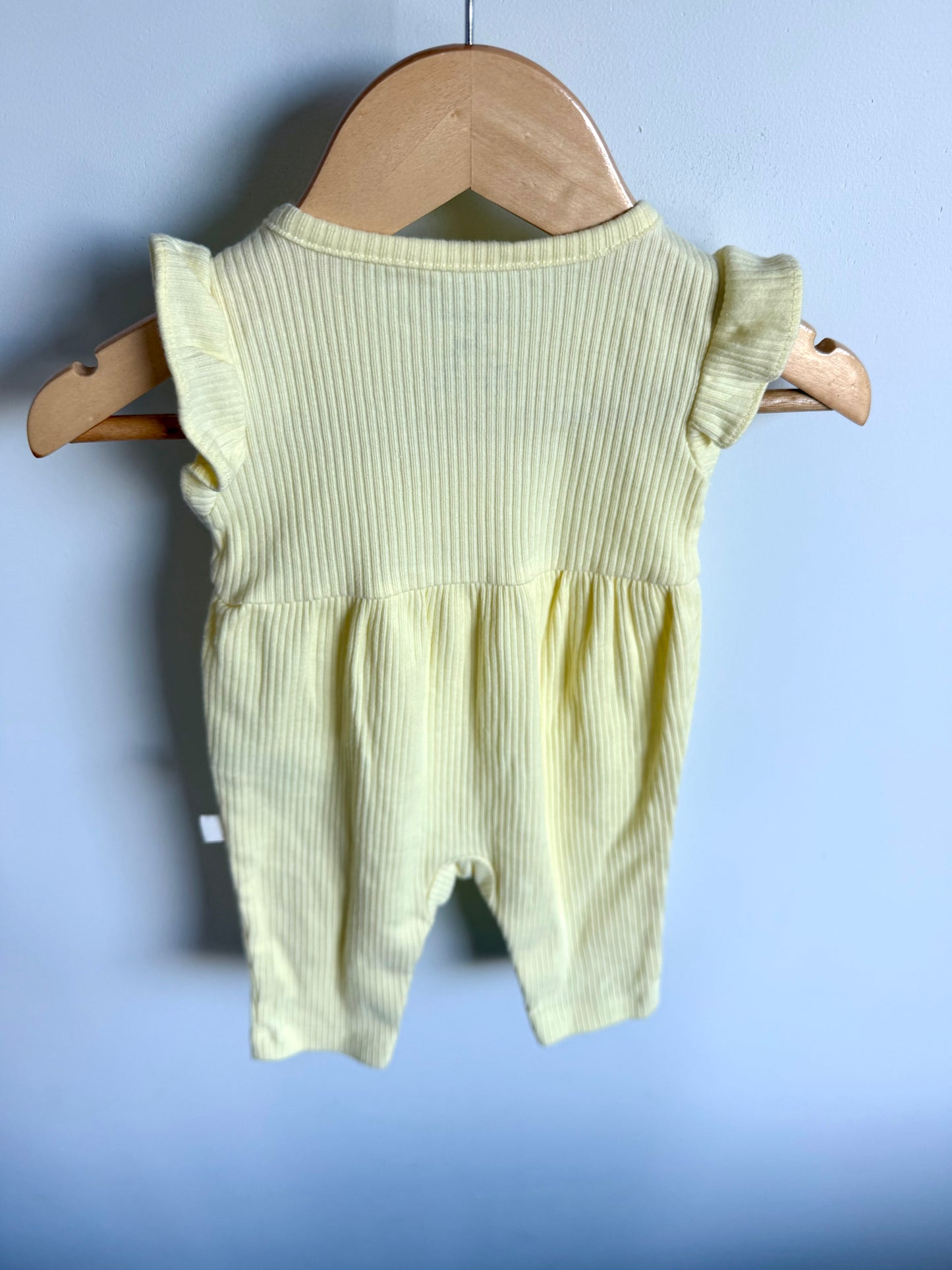 Yellow Ribbed Romper / 3m