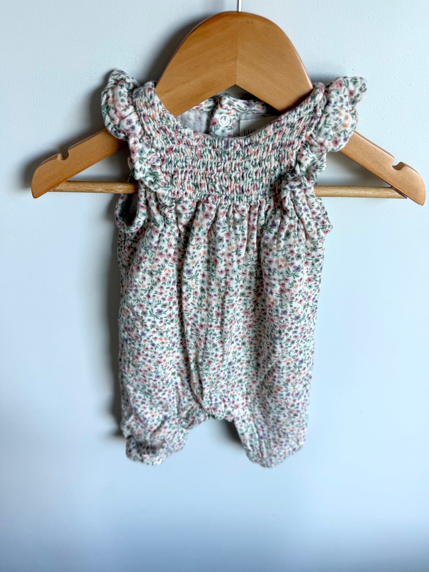 Organic Muted Floral Romper / 3m