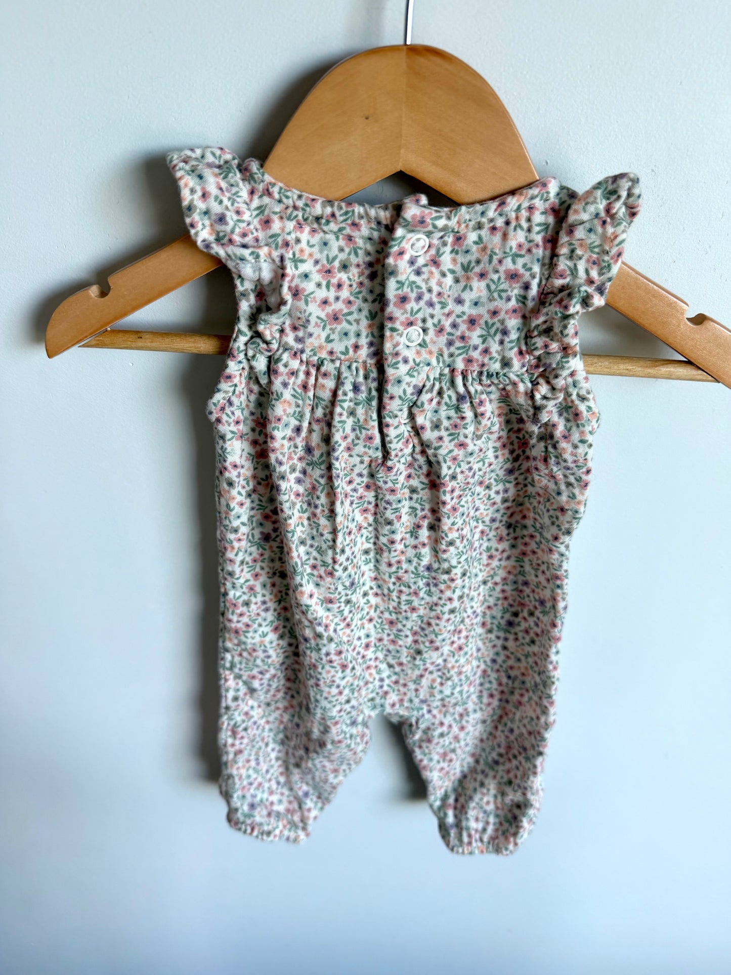 Organic Muted Floral Romper / 3m