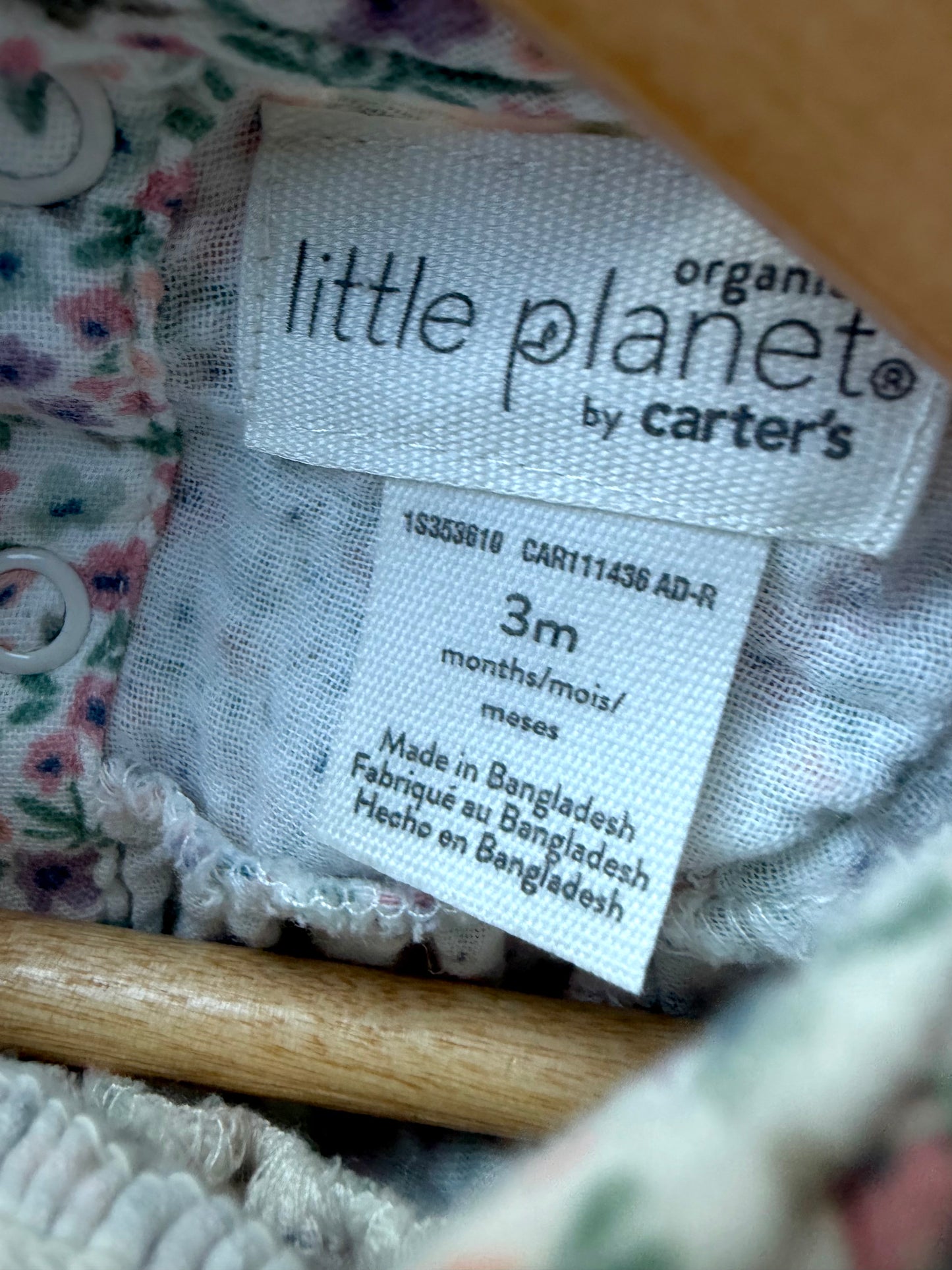 Organic Muted Floral Romper / 3m