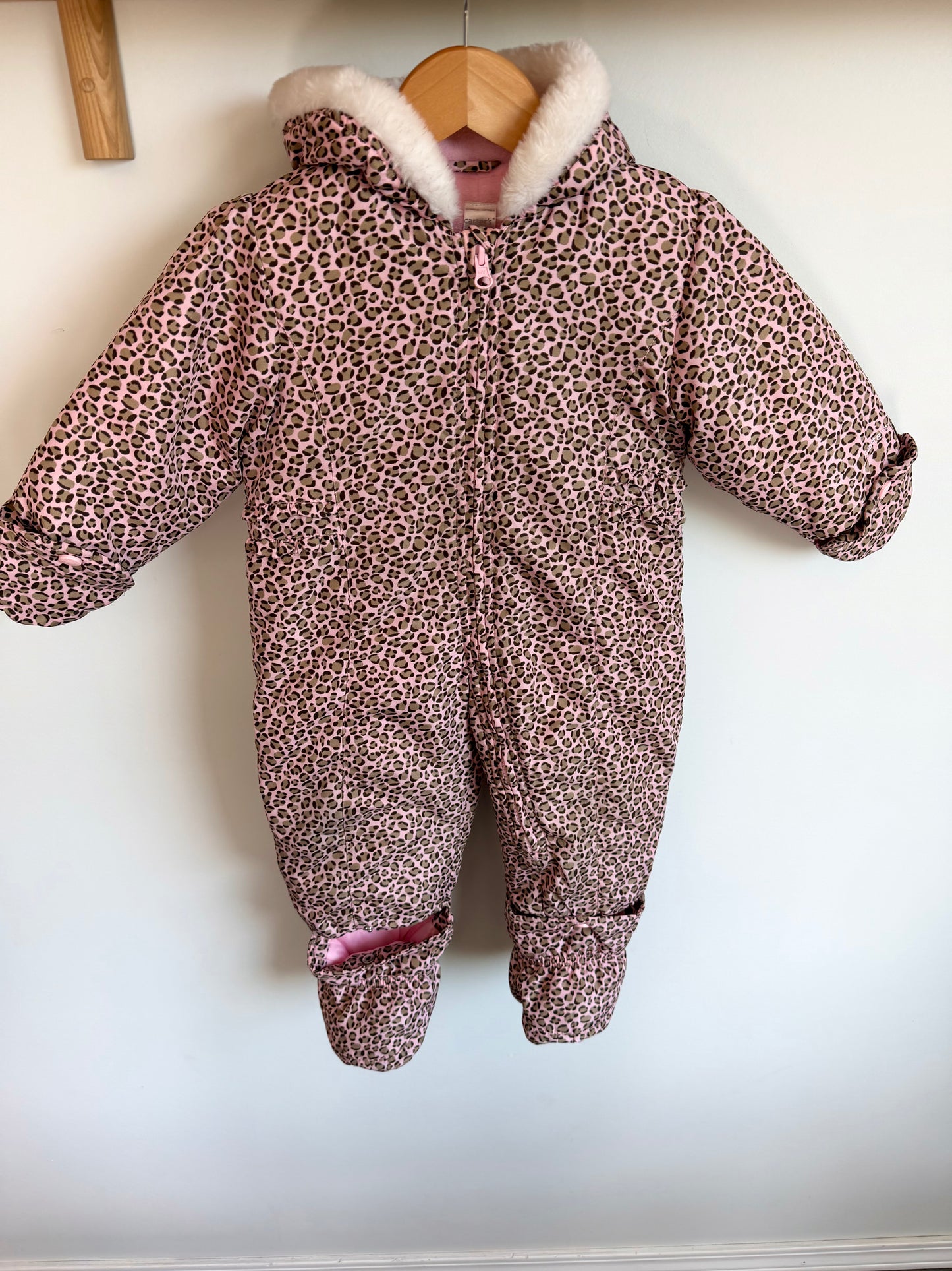 Pink Animal Print Puffer Suit / 18m