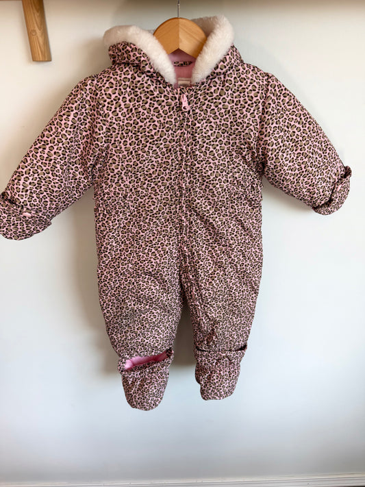 Pink Animal Print Puffer Suit / 18m