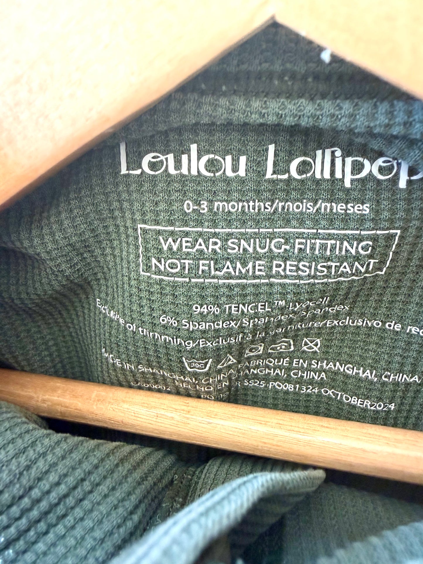 Loulou Lollipop Green Waffle Sleeper (PLAY) / 0-3m