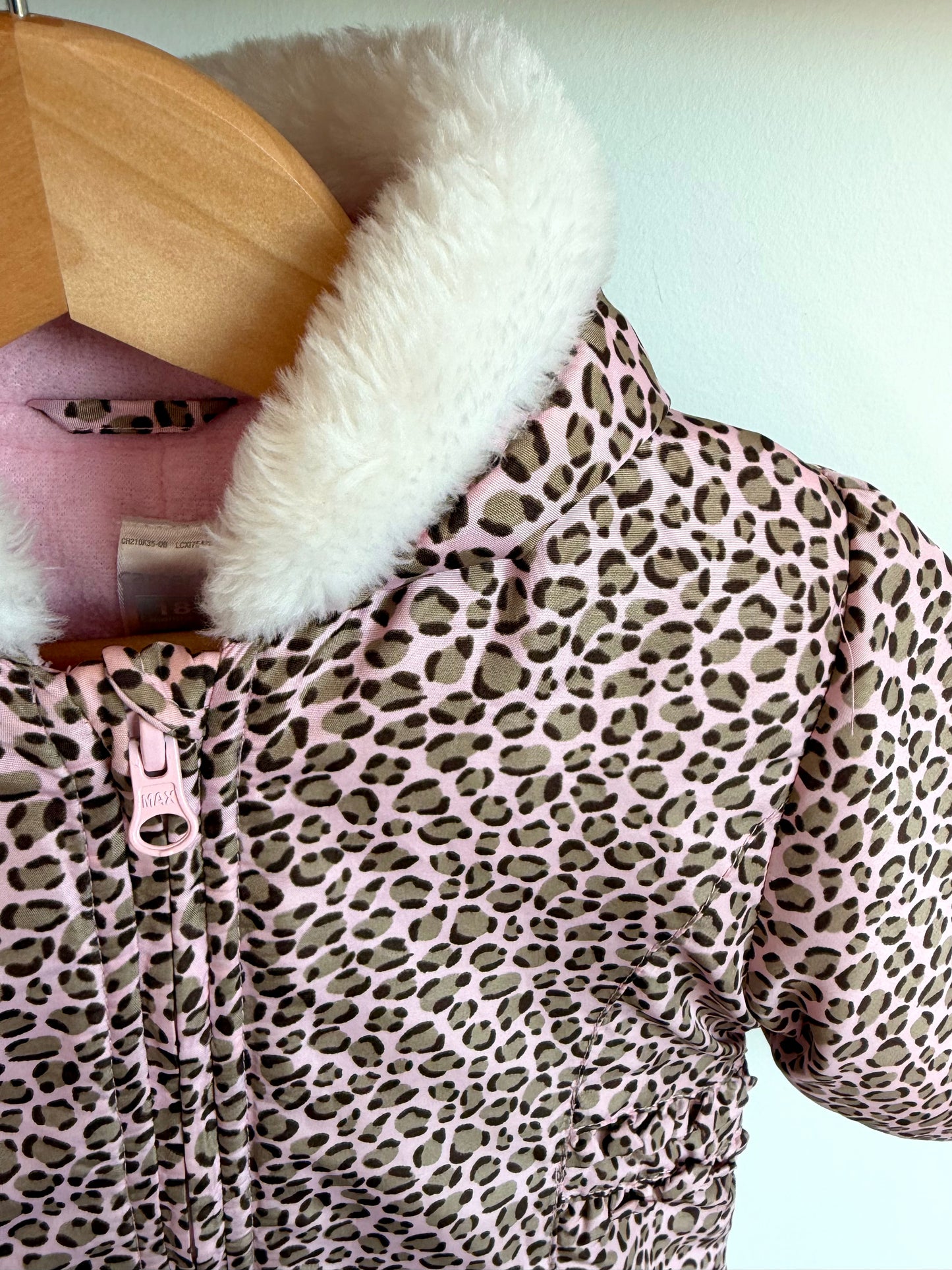 Pink Animal Print Puffer Suit / 18m