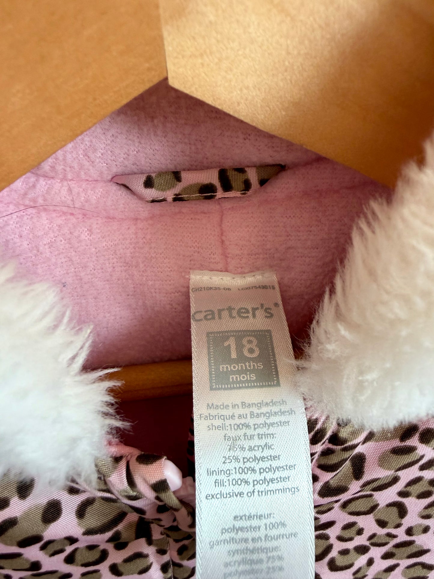 Pink Animal Print Puffer Suit / 18m