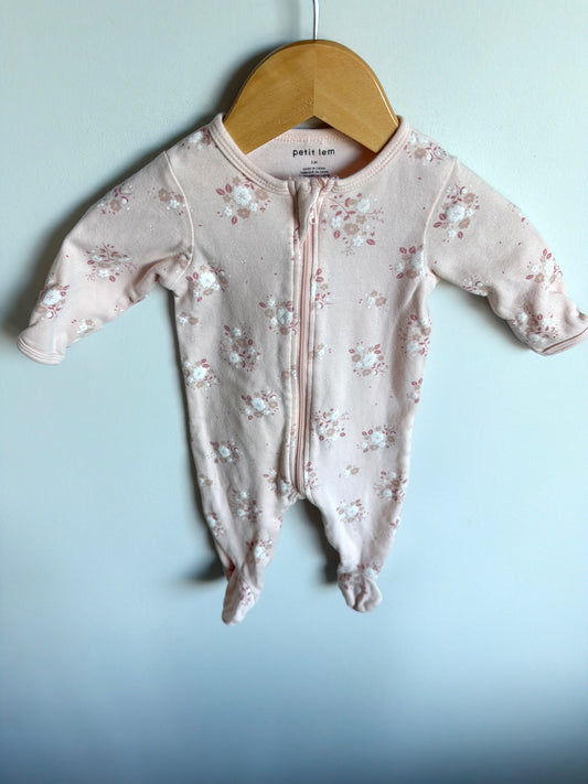 100% Organic Cotton Blush Floral Sleeper / 3m