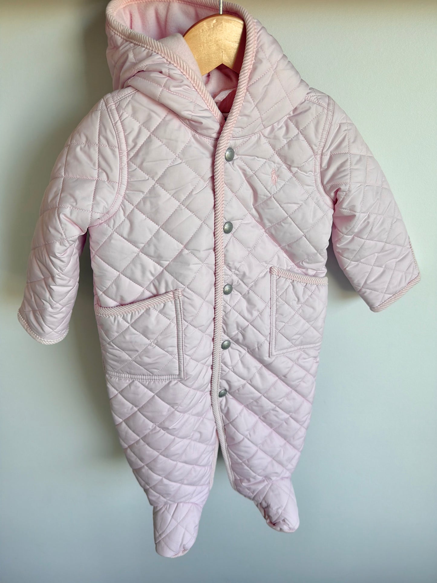 Pink Quilted Bunting Suit / 6m