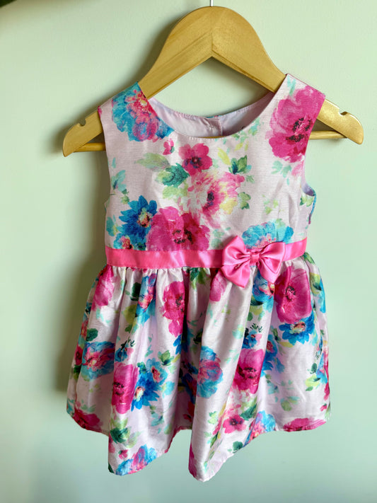 Pink Bow Floral Formal Dress / 2T