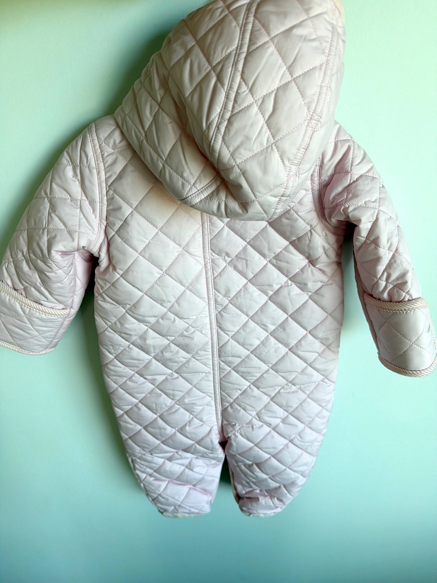 Pink Quilted Bunting Suit / 6m