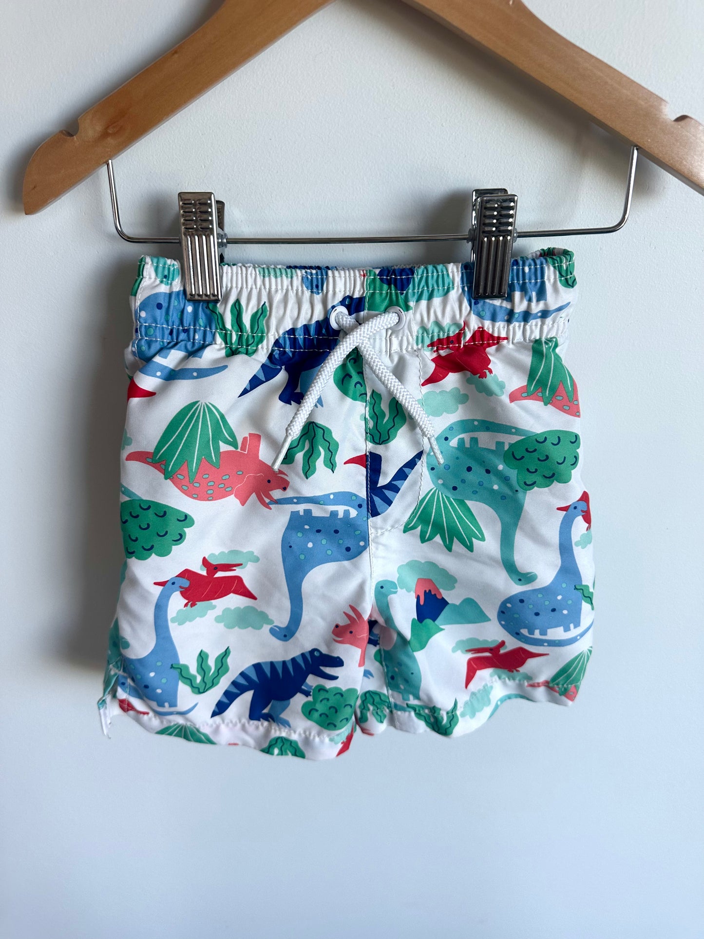 White Dino Swim Shorts / 2T