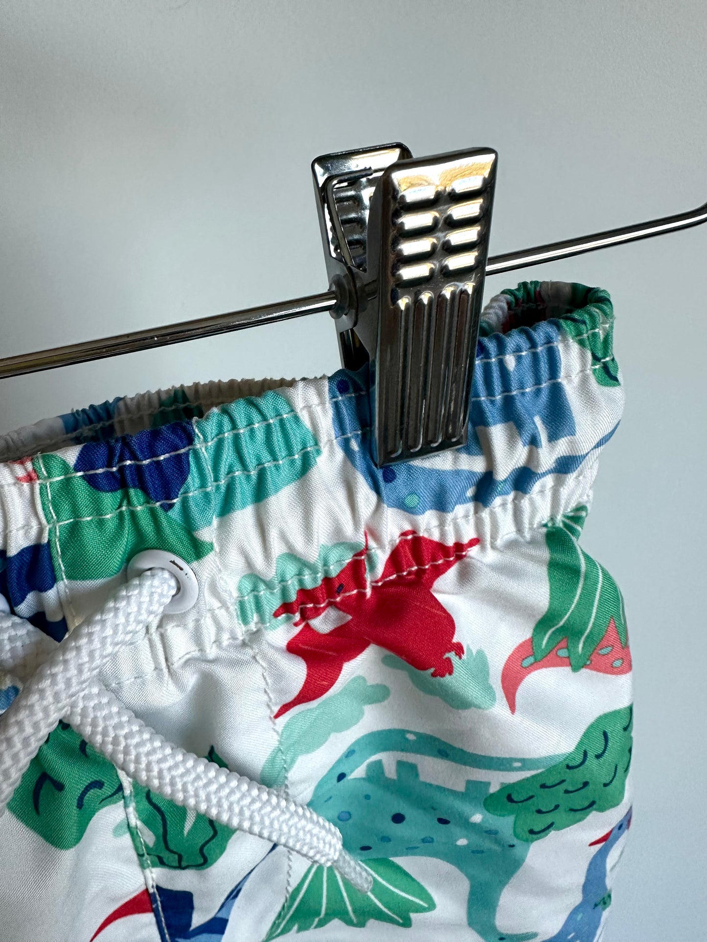 White Dino Swim Shorts / 2T