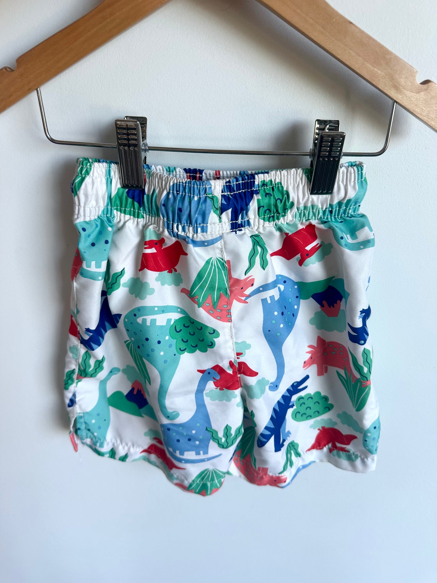White Dino Swim Shorts / 2T