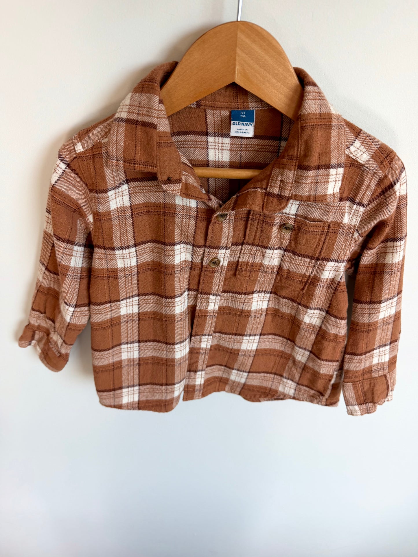 Brown Plaid Button Up / 3T