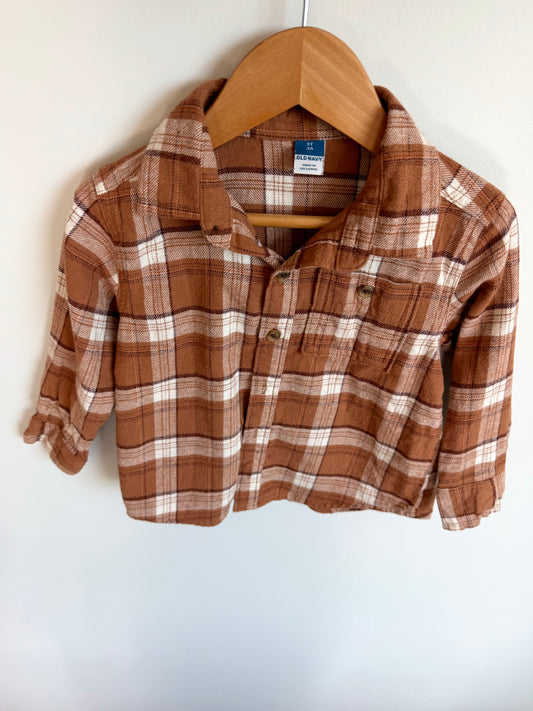 Brown Plaid Button Up / 3T