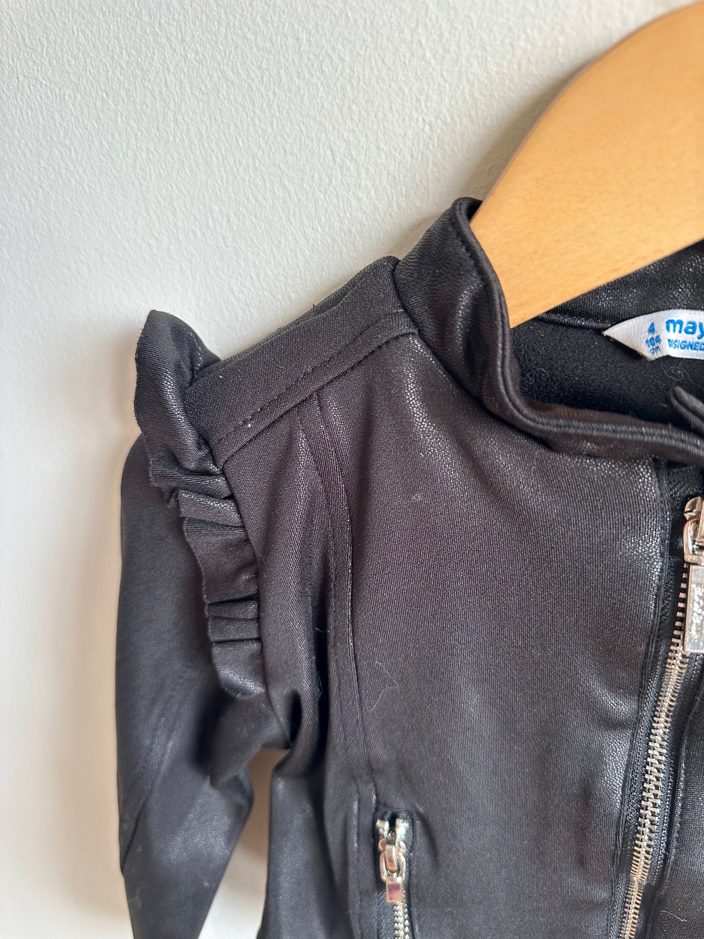 Mayoral Black Stretchy Biker Jacket / 4T