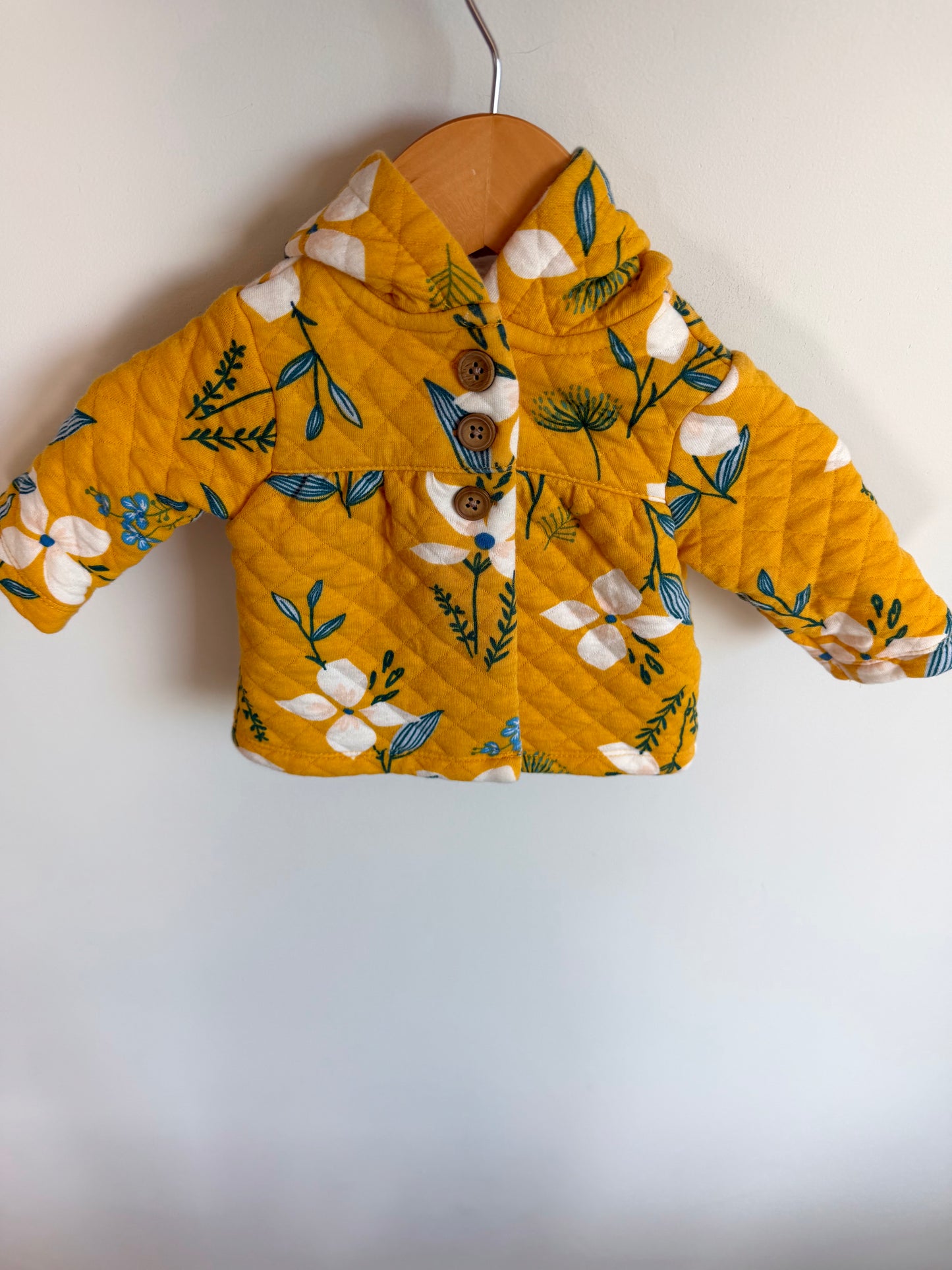 Quilted Yellow + Blue Floral Sweater / 3m