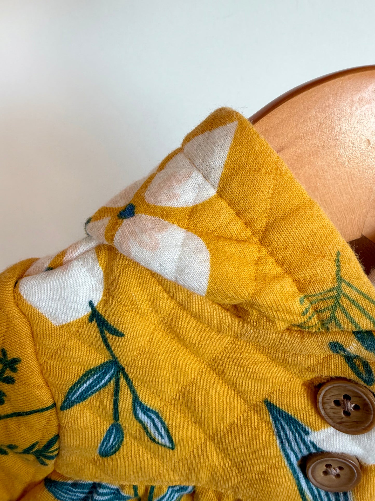 Quilted Yellow + Blue Floral Sweater / 3m