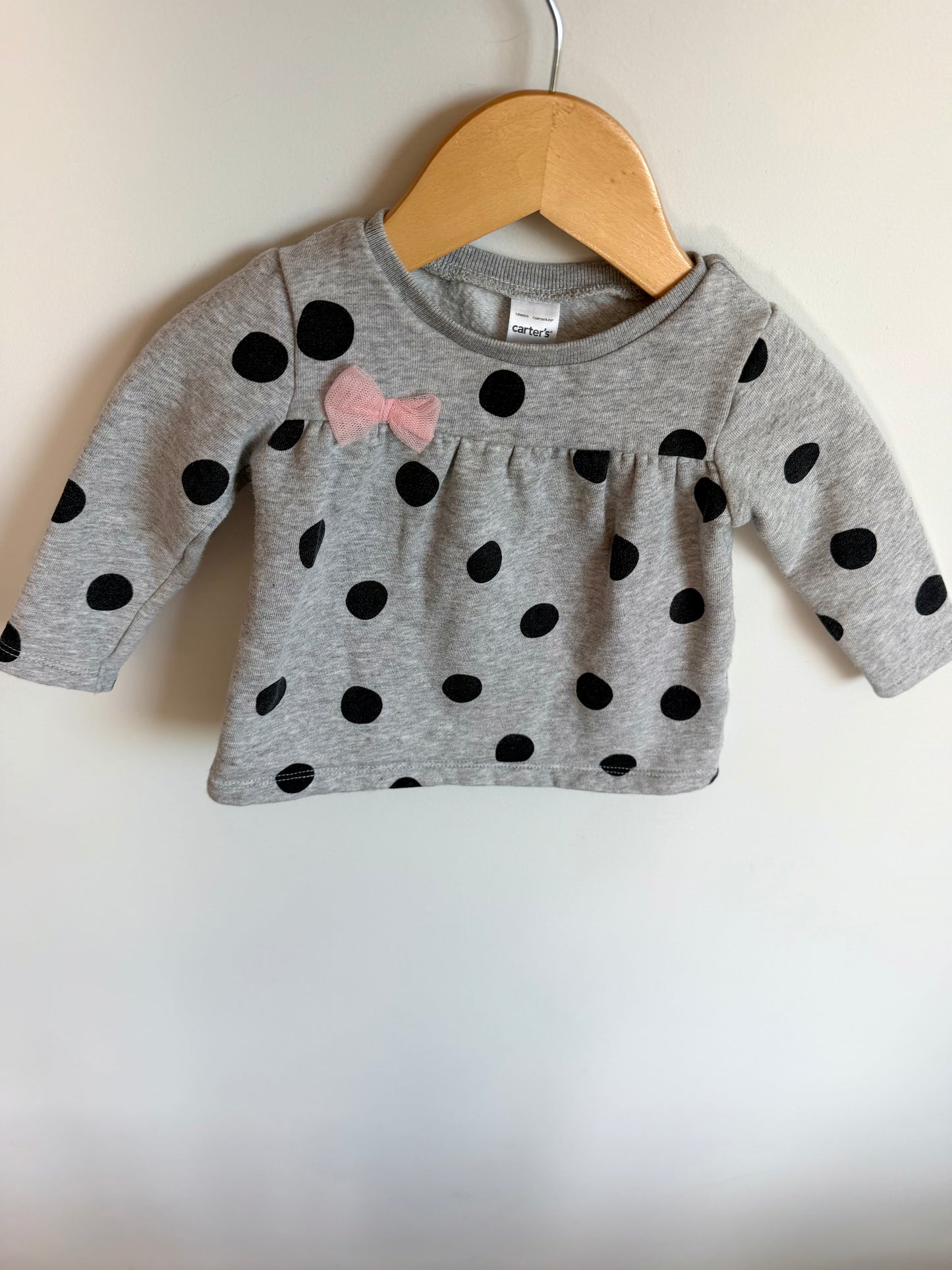Grey Polkadot Sweater with Bow / 12-18m