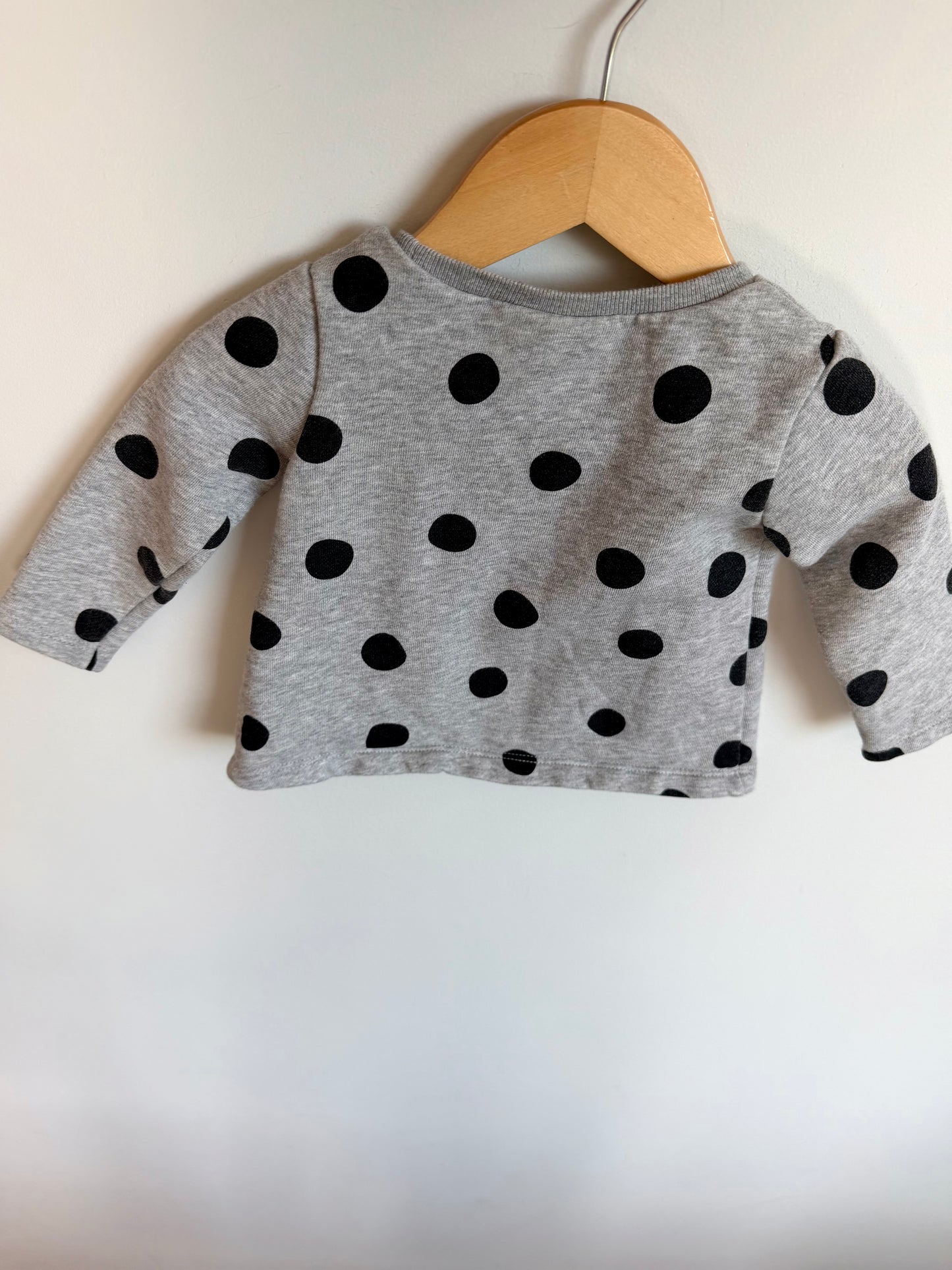 Grey Polkadot Sweater with Bow / 12-18m
