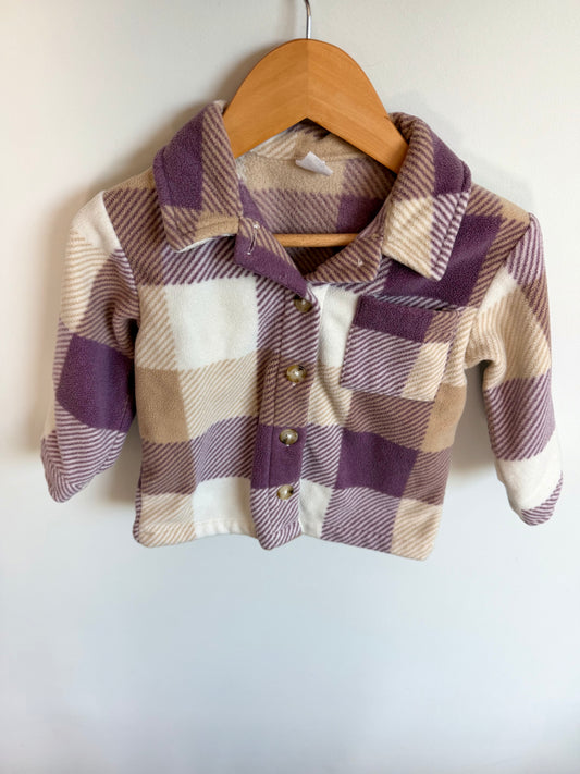 Purple  Plaid Fleece Button Up / 18m