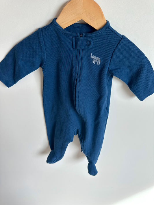 Navy Elephant Footed Sleeper / 0-3m