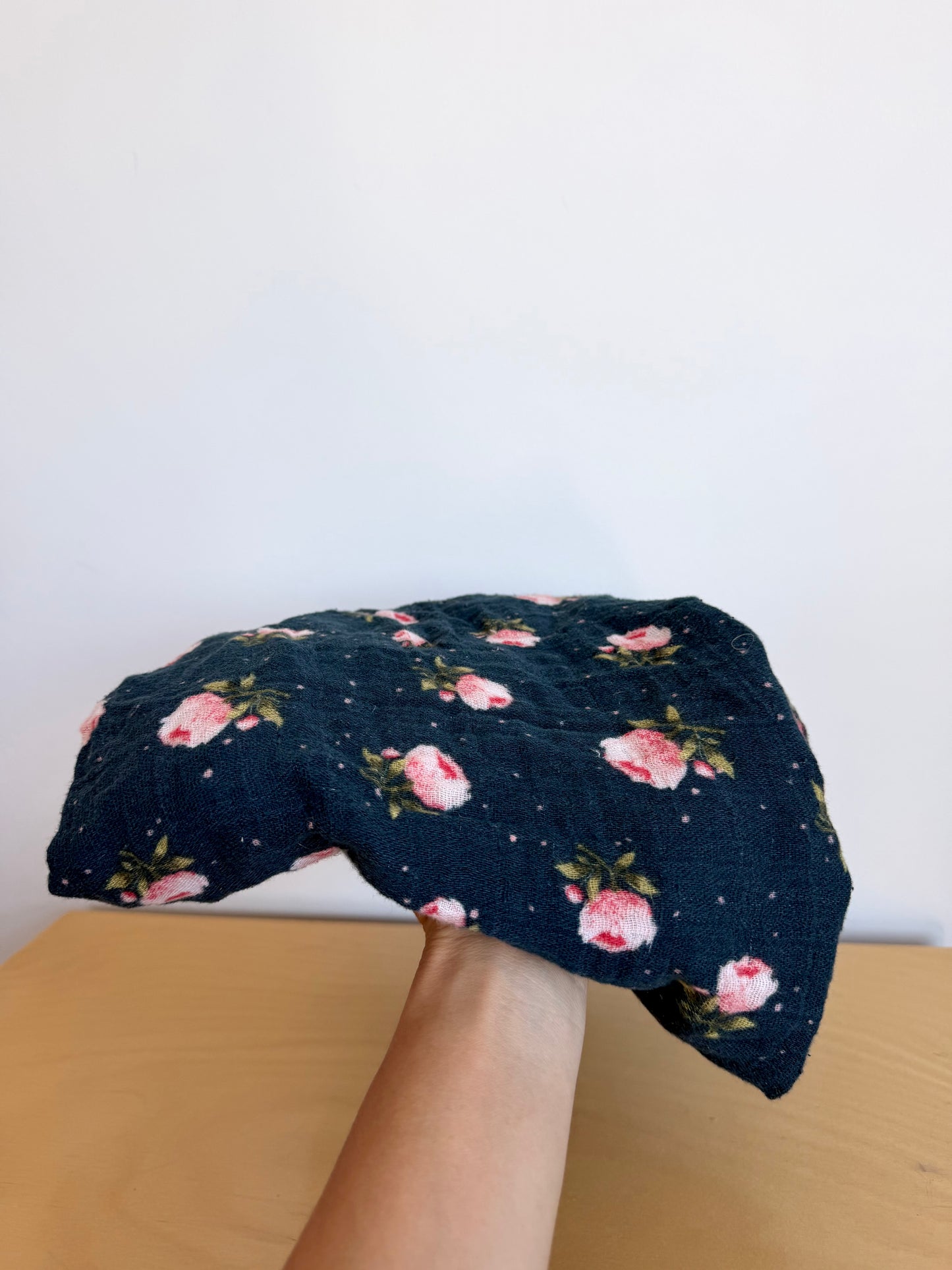 100% Cotton Navy Rose Fitted Crib Sheet