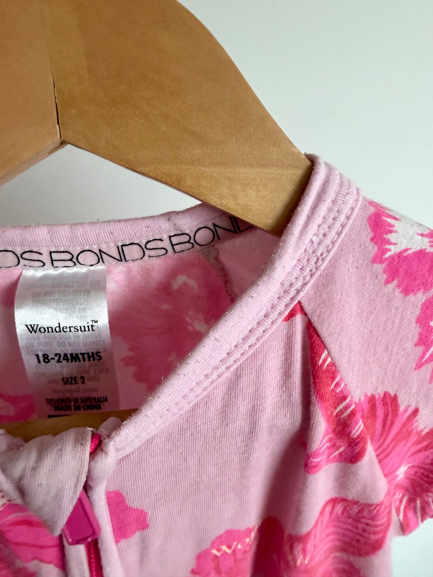 Bonds Pink Tropical Flower Sleeper / 18-24m