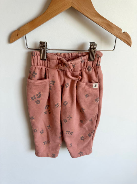Pink Pants with Brown Flowers / 12m