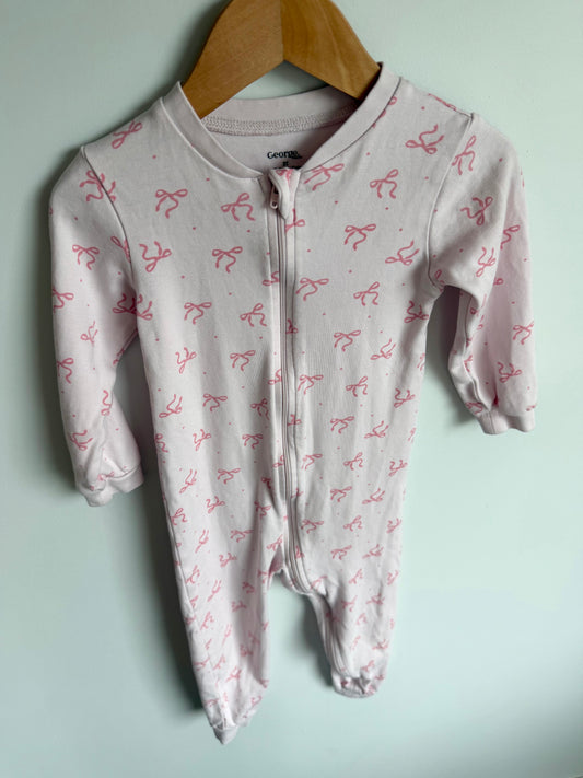 Bow Pink Footless Sleeper / 3T