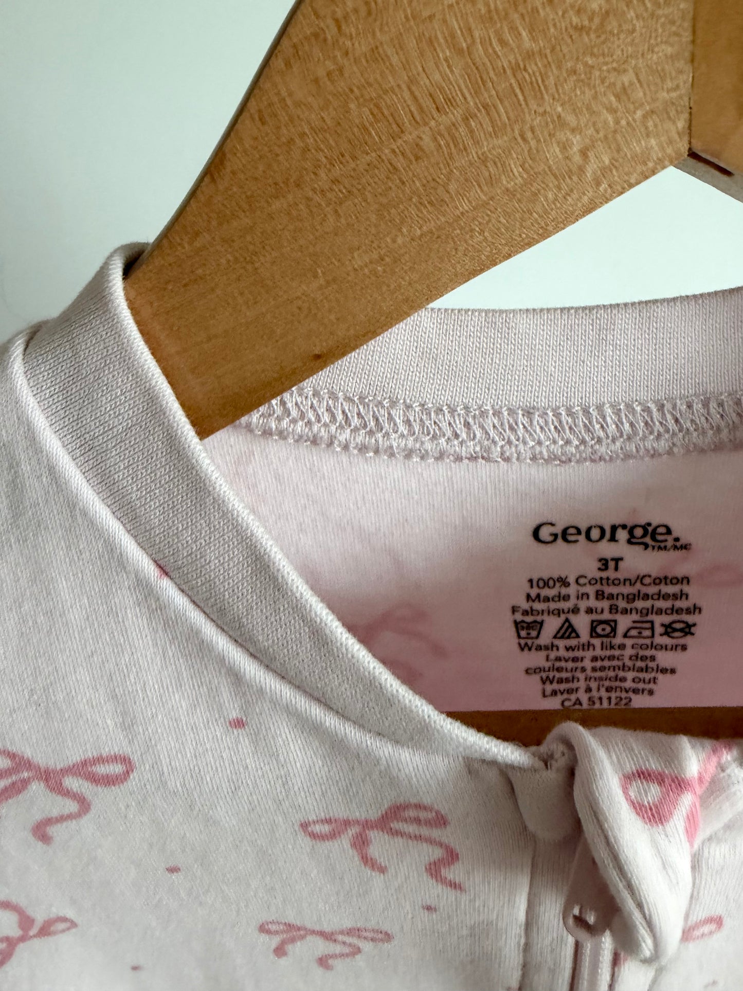 Bow Pink Footless Sleeper / 3T