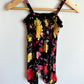 Black Floral Thin Straps Jumpsuit / 6-12m