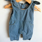 Denim Bow Knotted Shoulders Jumpsuit / 6-9m