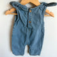 Denim Bow Knotted Shoulders Jumpsuit / 6-9m
