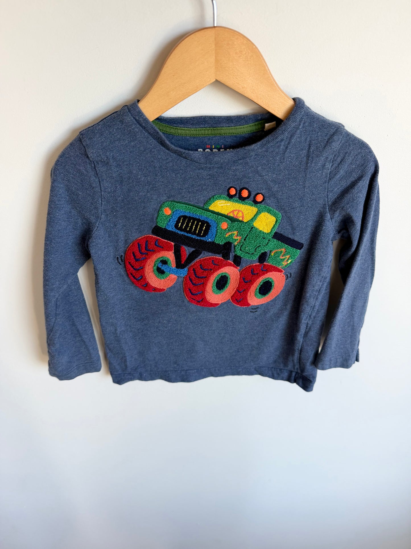 Mini Boden Embroidered Monster Truck Long Sleeve / 2-3T