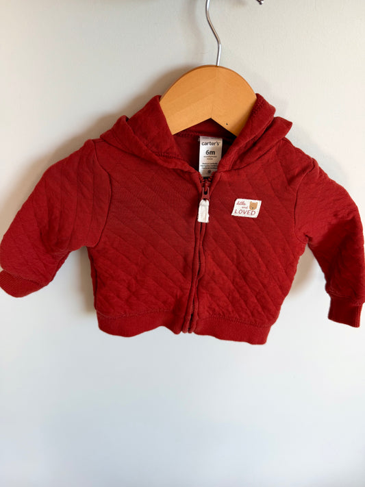 Crimson Quilted Zip Hoodie / 6m