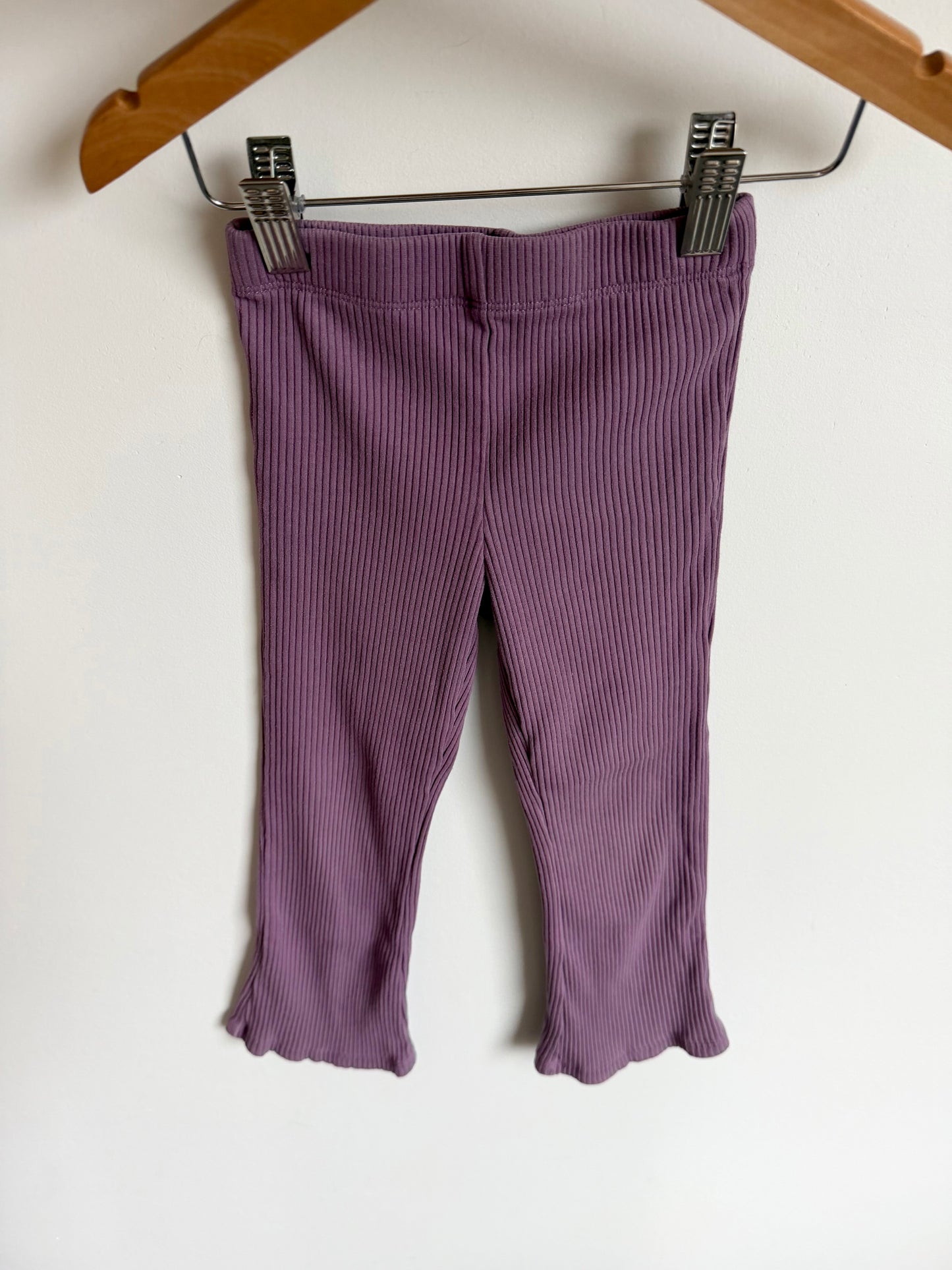 Purple Ribbed Flared Pants / 3T