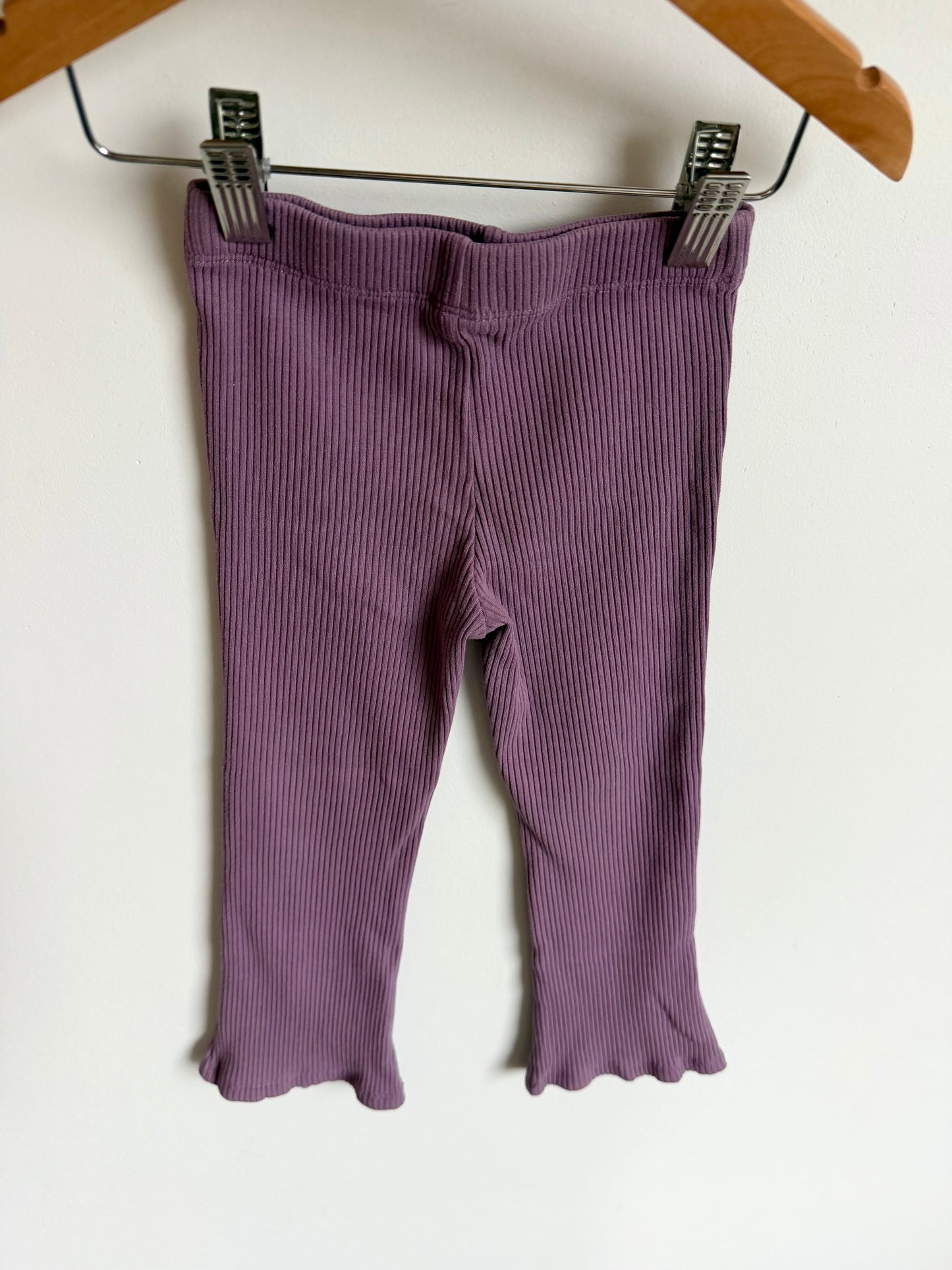 Purple Ribbed Flared Pants / 3T