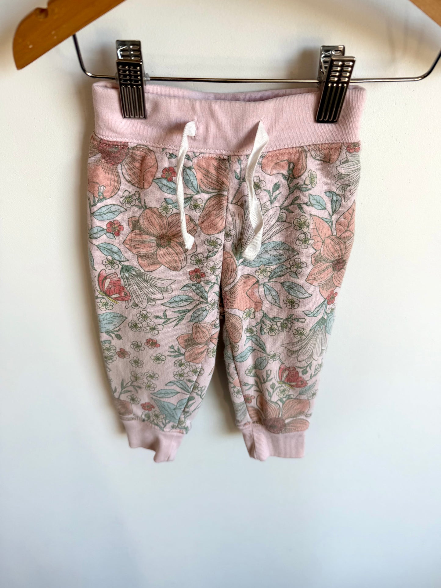 Floral Pink Tapered Pants / 12-18m