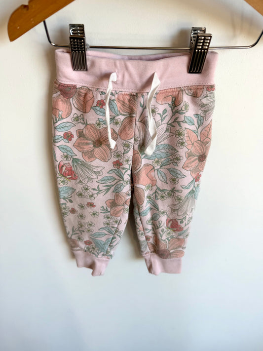 Floral Pink Tapered Pants / 12-18m