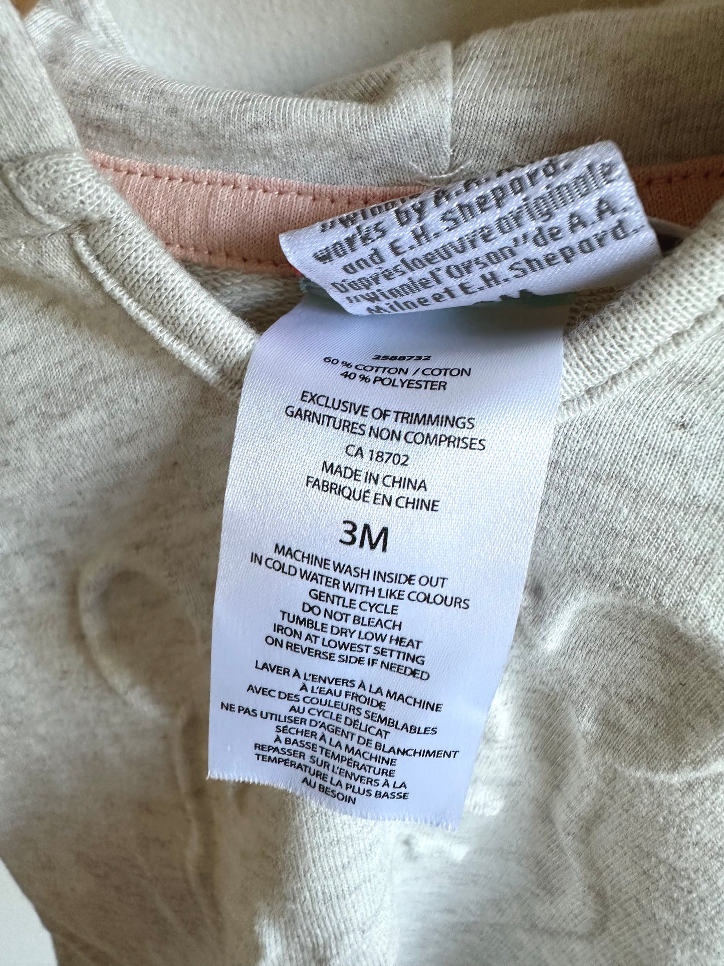 Grey Winnie the Pooh Hoodie / 3m