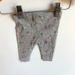 Grey Ribbed Floral Leggings / 0-3m