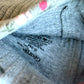 Grey Ribbed Floral Leggings / 0-3m