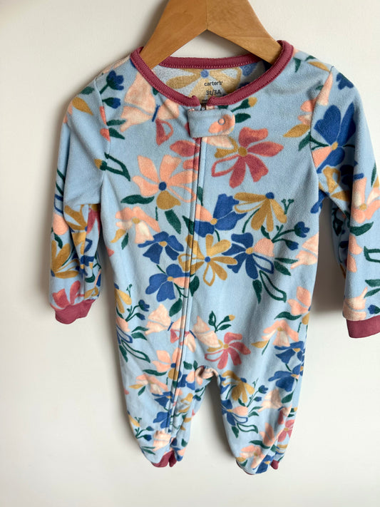 Blue Floral Fleece Sleeper / 3T