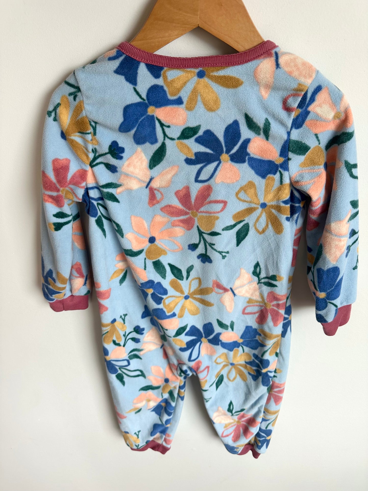 Blue Floral Fleece Sleeper / 3T