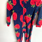 Navy Strawberry Fleece Sleeper / 3T