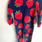 Navy Strawberry Fleece Sleeper / 3T