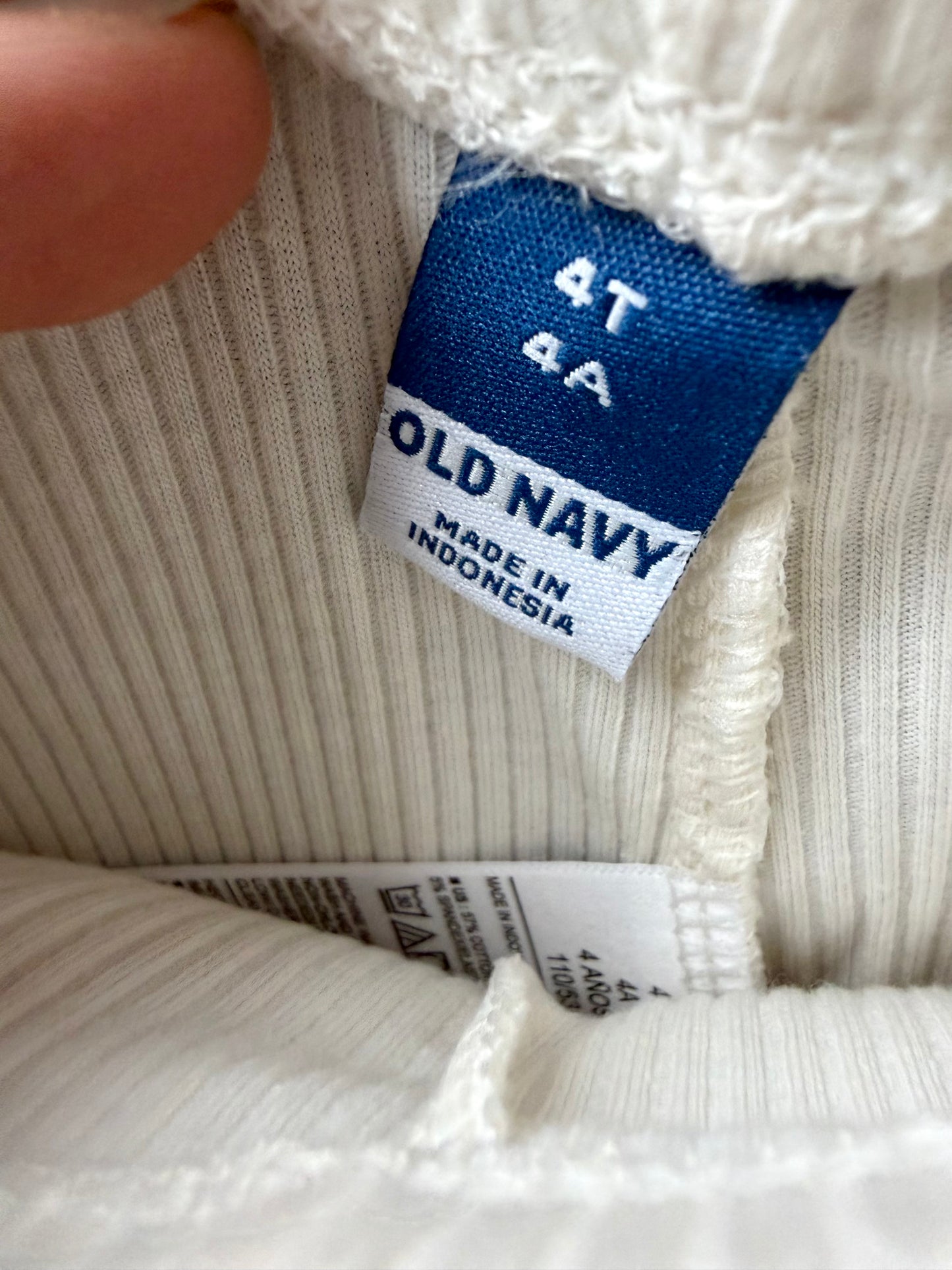 Cream Ribbed Flared Pants / 4T