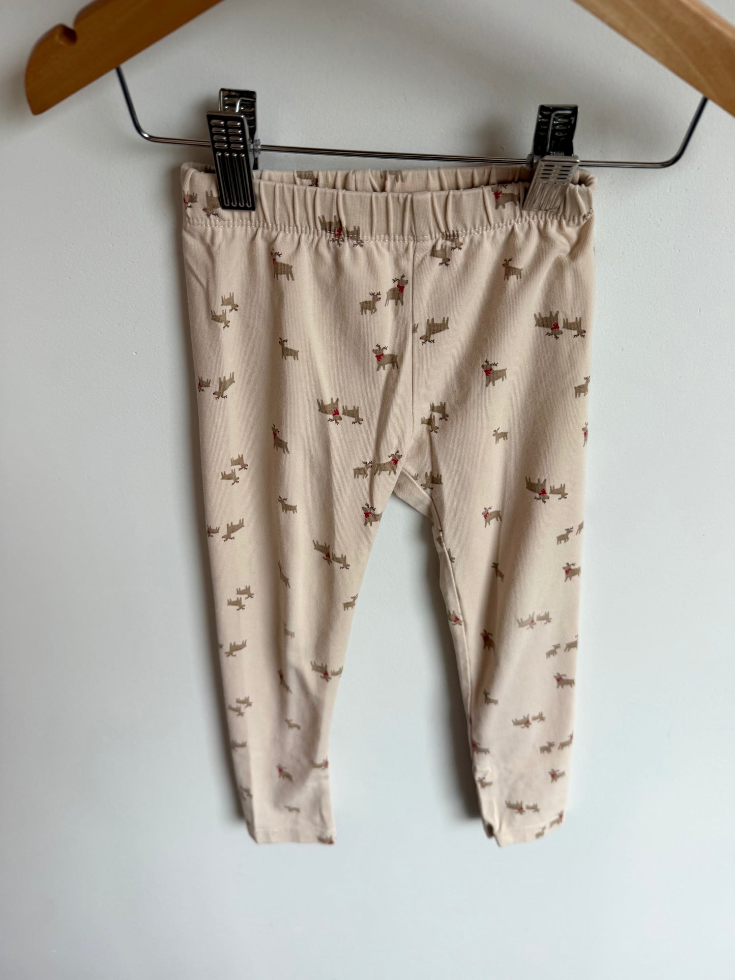 Reindeer Cream Leggings / 2-3T