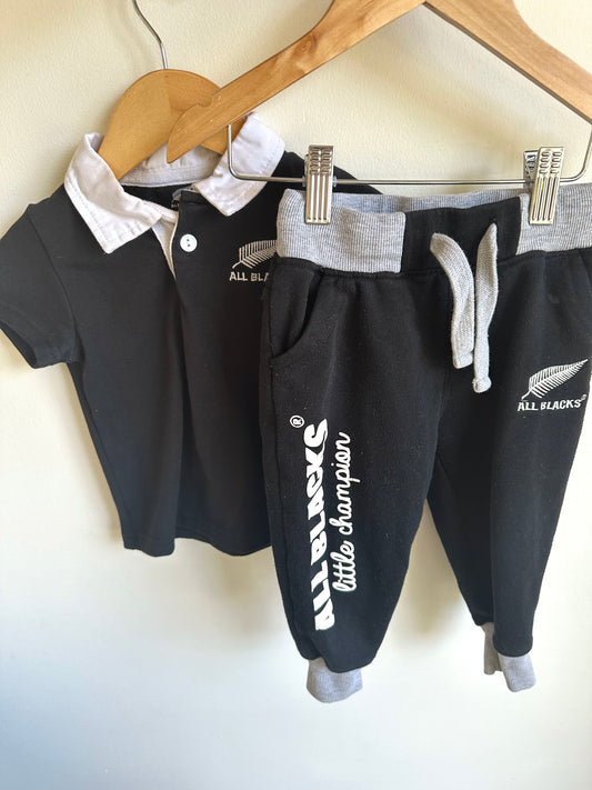 All Blacks Top + Pants Set / 6-12m